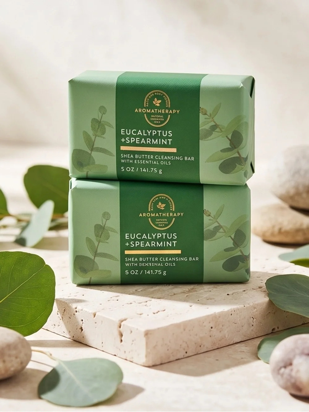 therapy Eucalyptus + Spearmint Shea Butter Cleansing Bar - Green set of two